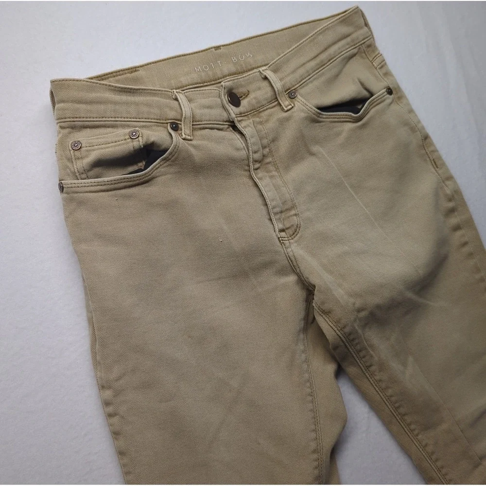 Mott Bow Jeans Mens 30x30 Khaki Straight Mercer Stretch Casual Denim